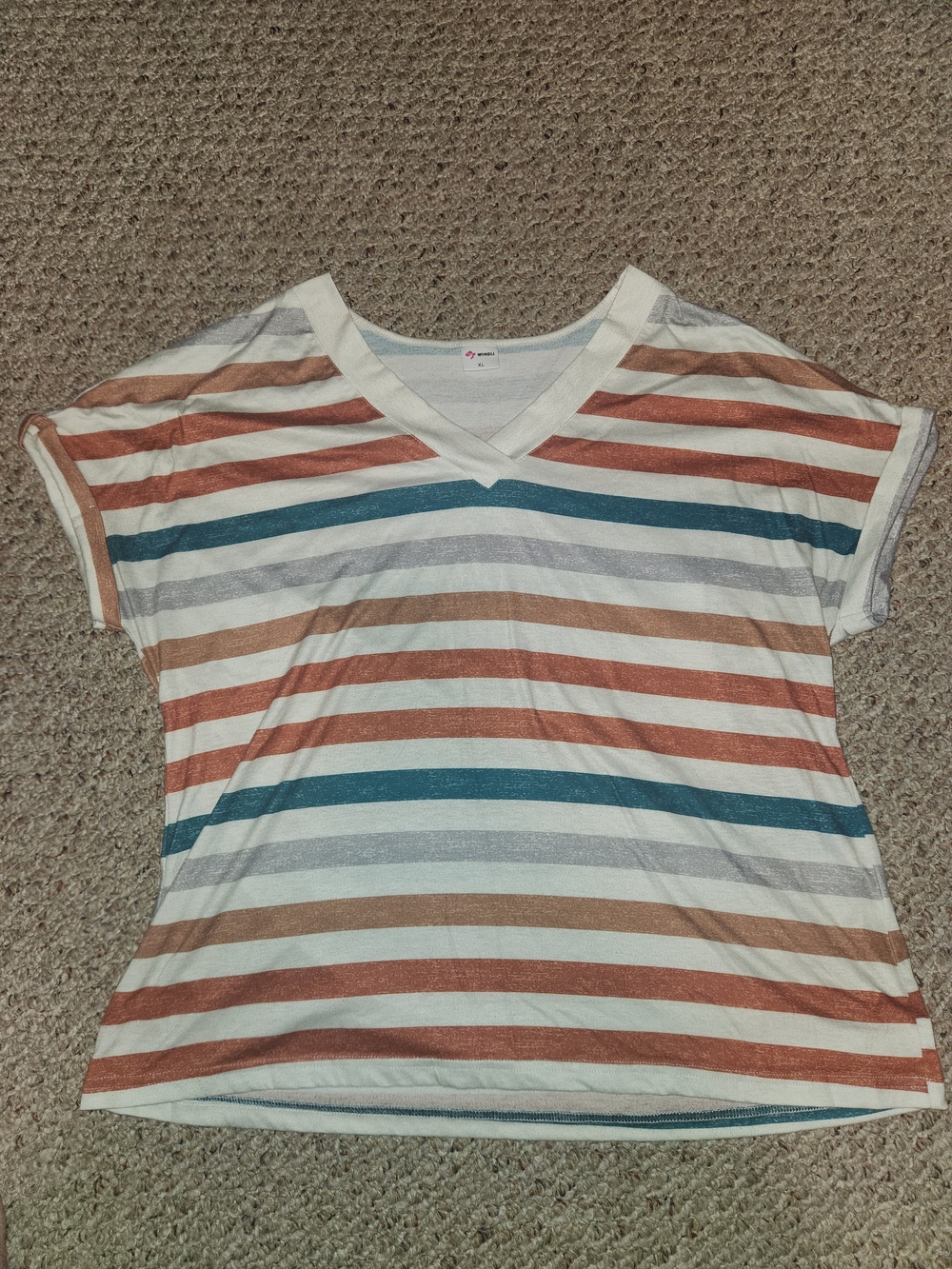 Striped V-Neck Women’s Top - Multicolor